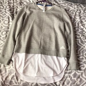 Grey and white adidas pull over